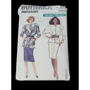Vtg #5767 Butterick Sewing Pattern Misses 1980s 8 10 12 Fitting Top Skirt